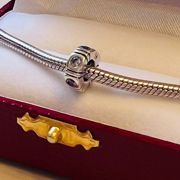 Pandora RETIRED pink CZ Trinity Spacer .925 Sterling Silver Charm - Picture 4 of 7